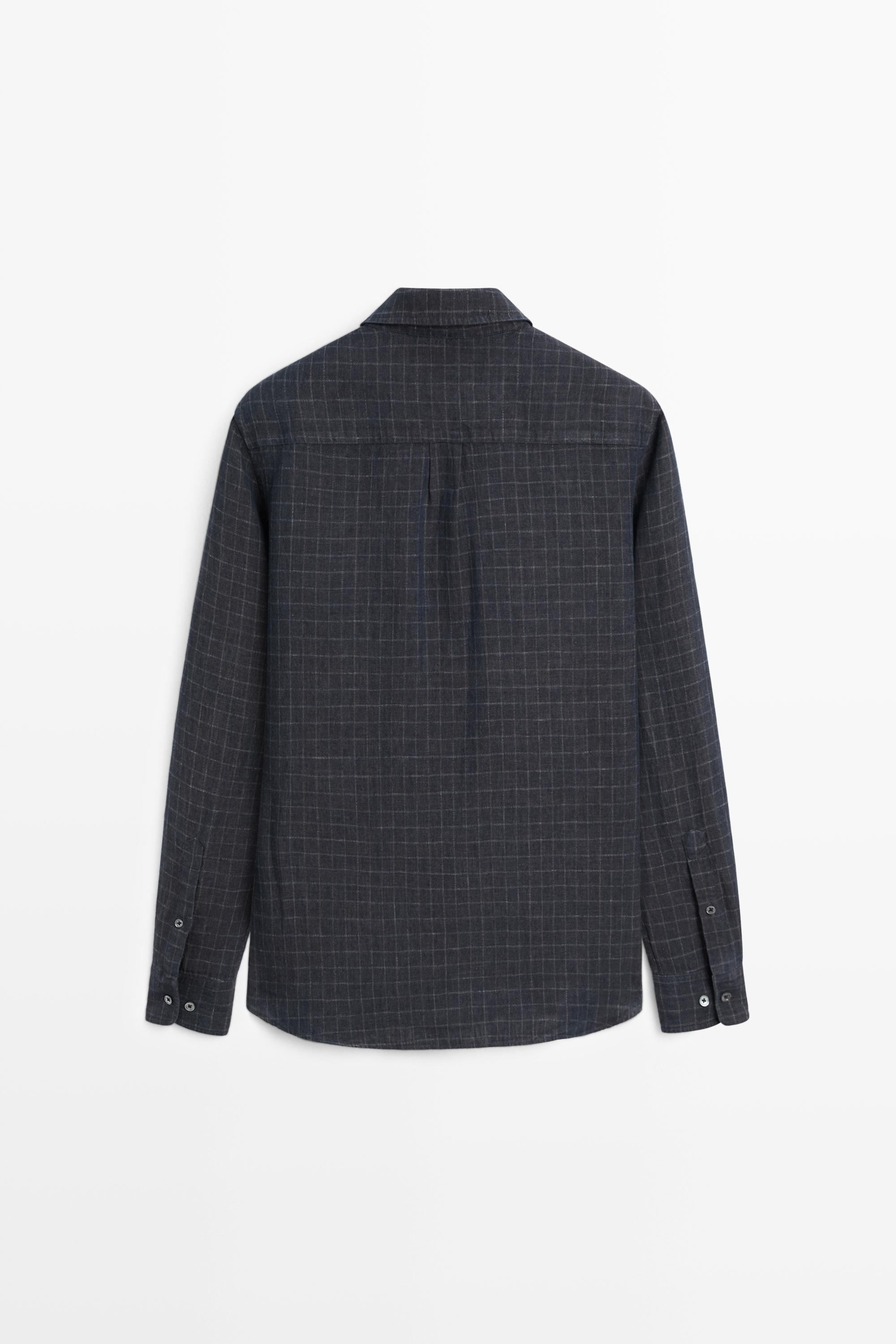 Chemise à carreaux regular fit 100 % lin